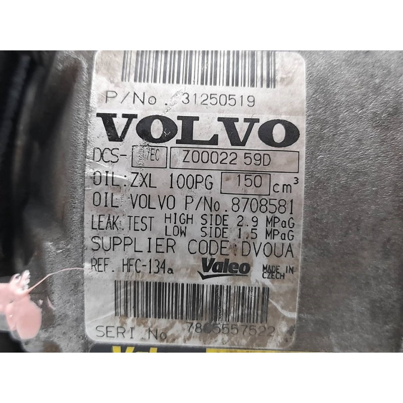 Recambio de compresor aire acondicionado para volvo v70 familiar momentum referencia OEM IAM 17ECZ0002259D 8708581 VALEO 6