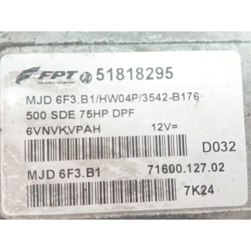 Recambio de centralita motor uce para fiat 500 (312_) 1.3 d multijet (312axb1a) referencia OEM IAM 51818295 7160012702 - Blanco 2