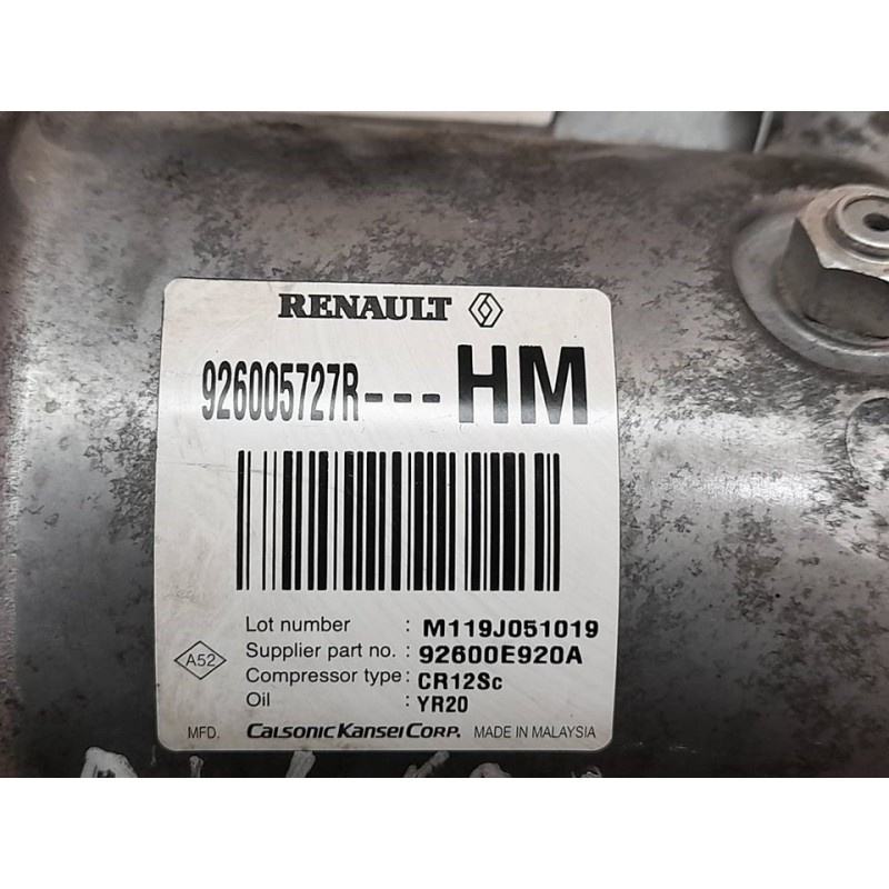 Recambio de compresor aire acondicionado para dacia dokker essential referencia OEM IAM 926005727R HM 4