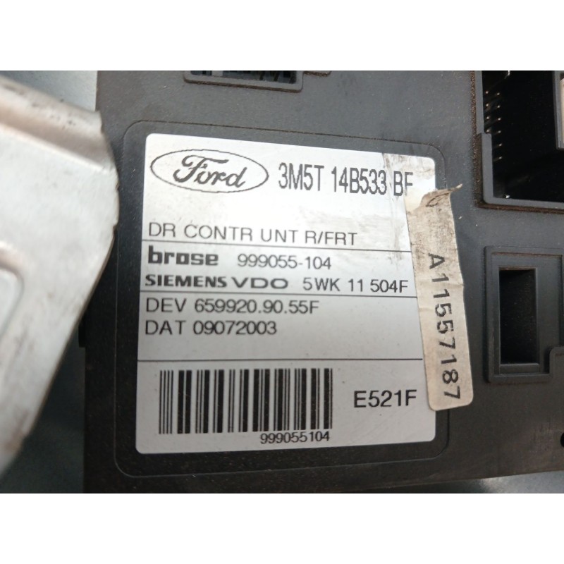Recambio de elevalunas delantero derecho para ford focus c-max (dm2) 2.0 tdci referencia OEM IAM 3M5T14B533B5 3M51R203A28MN - Negro 2