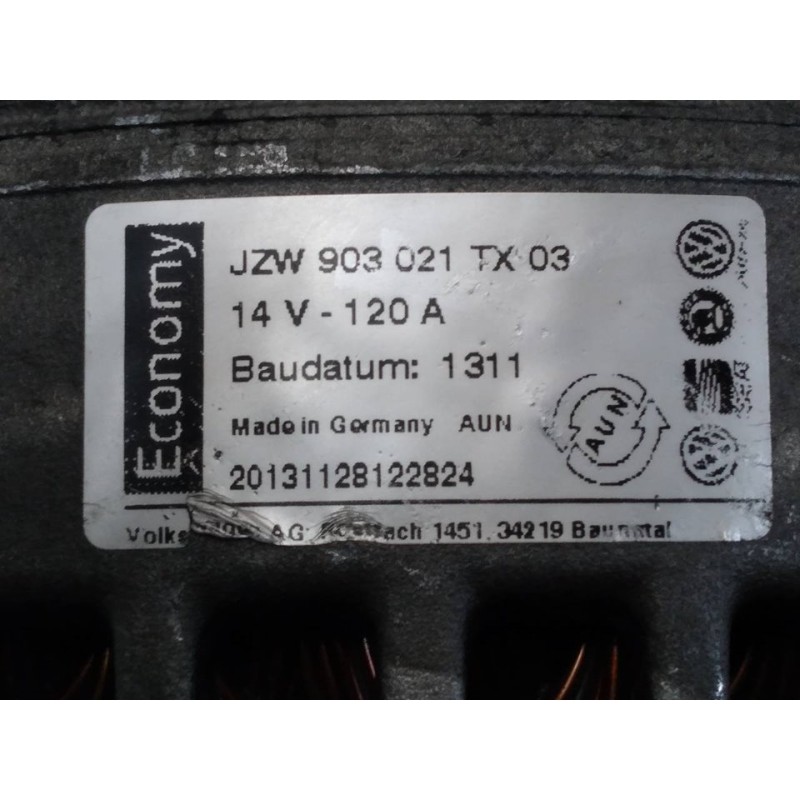 Recambio de alternador para volkswagen passat berlina (3b3) v6 tdi highline referencia OEM IAM JZW903021TX 2