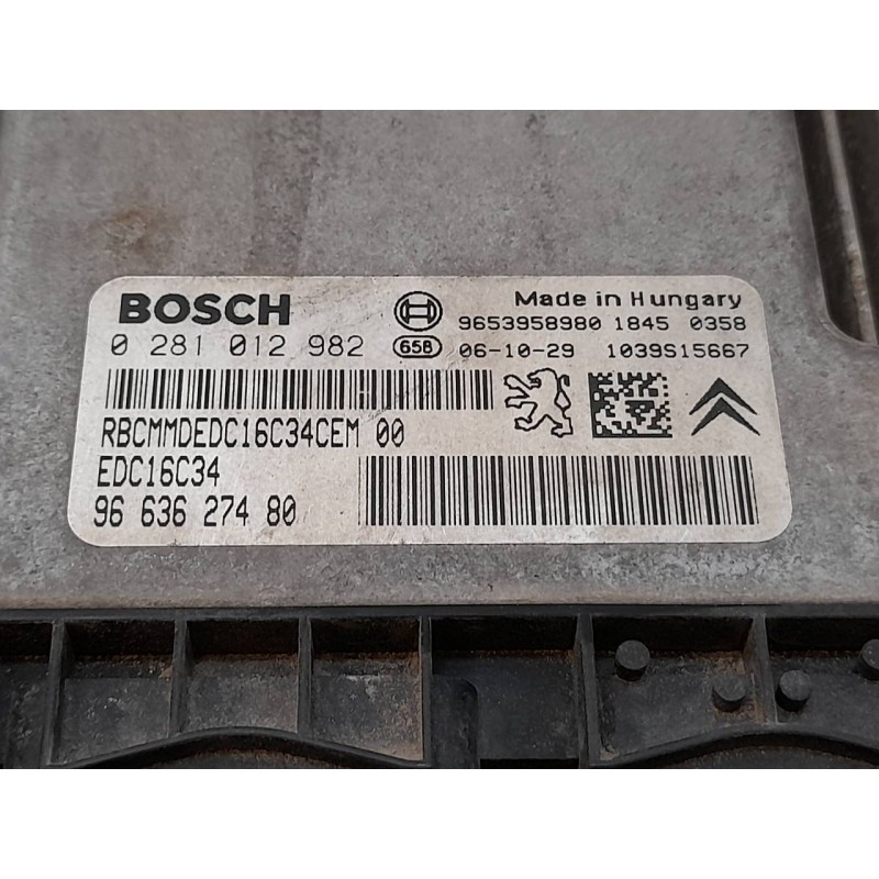 Recambio de centralita motor uce para fiat scudo combi (272) l1h1 90 multijet (5 pl.) referencia OEM IAM 0281012982 9663627480 B 2