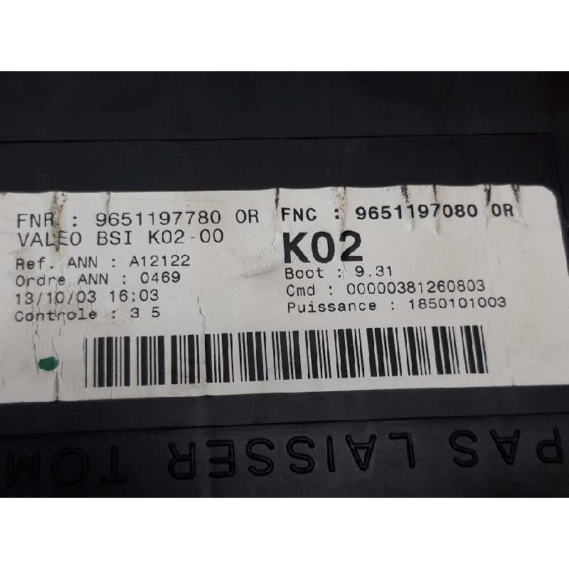 Recambio de caja reles / fusibles para peugeot 307 break / sw (s1) break xr referencia OEM IAM 9651197780 9651197080 4