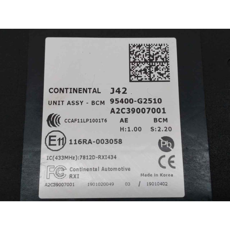 Recambio de centralita check control para hyundai ioniq klass hybrid referencia OEM IAM 95400G2510 A2C39007001 - Gris 2