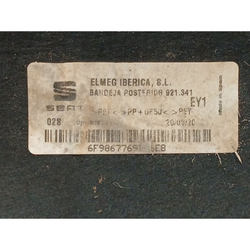 Recambio de bandeja trasera para seat arona (kj7, kjp) 1.0 tsi referencia OEM IAM 6F9867769B - Rojo 2