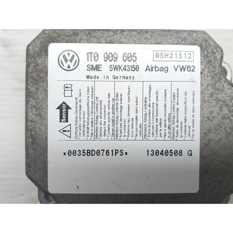 Recambio de centralita airbag para volkswagen touran (1t1) conceptline referencia OEM IAM 1T0909605 5WK43150 - Gris 2