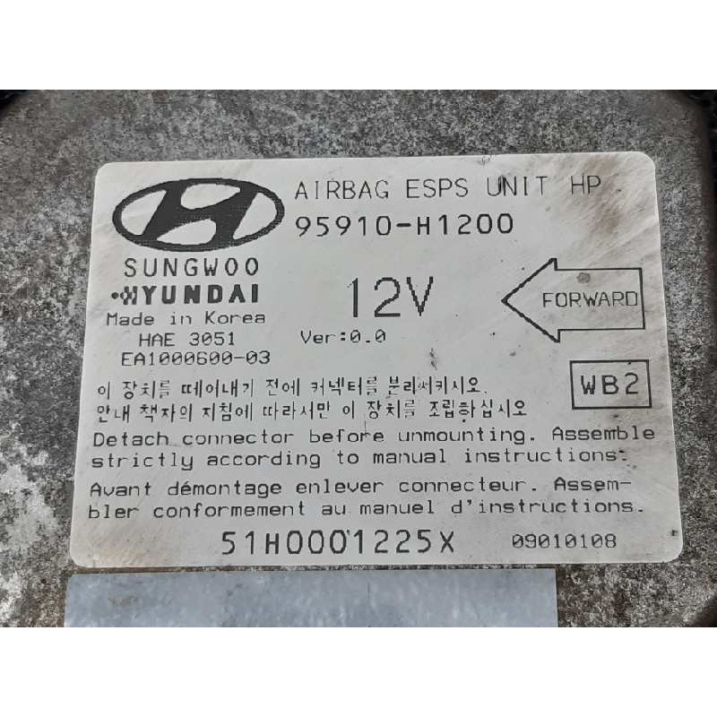 Recambio de centralita airbag para hyundai terracan (hp) 2.5 tci referencia OEM IAM 95910H1200 3