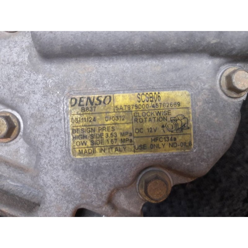 Recambio de compresor aire acondicionado para fiat panda (169) 1.1 8v referencia OEM IAM 5A78750004S782669 000467826690 DENSO - Blanco 6