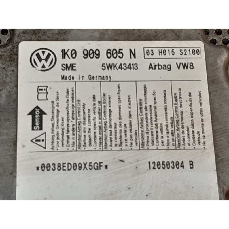 Recambio de centralita airbag para seat toledo (5p2) stylance / style referencia OEM IAM 1K0909605N 5WK43413 - Negro 2