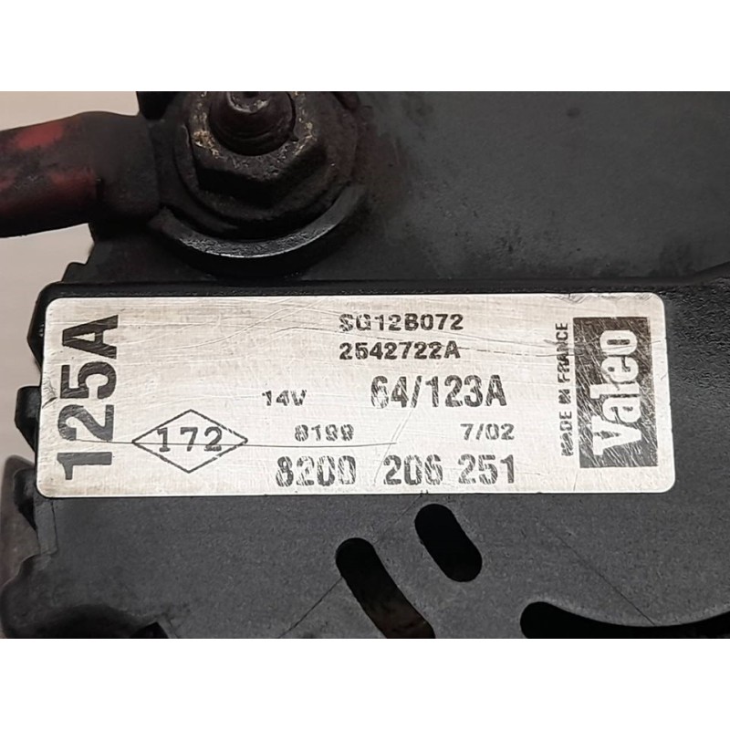 Recambio de alternador para nissan interstar (x70) combi - 9, l1h1, batalla corta referencia OEM IAM 8200206251  VALEO - Blanco 4