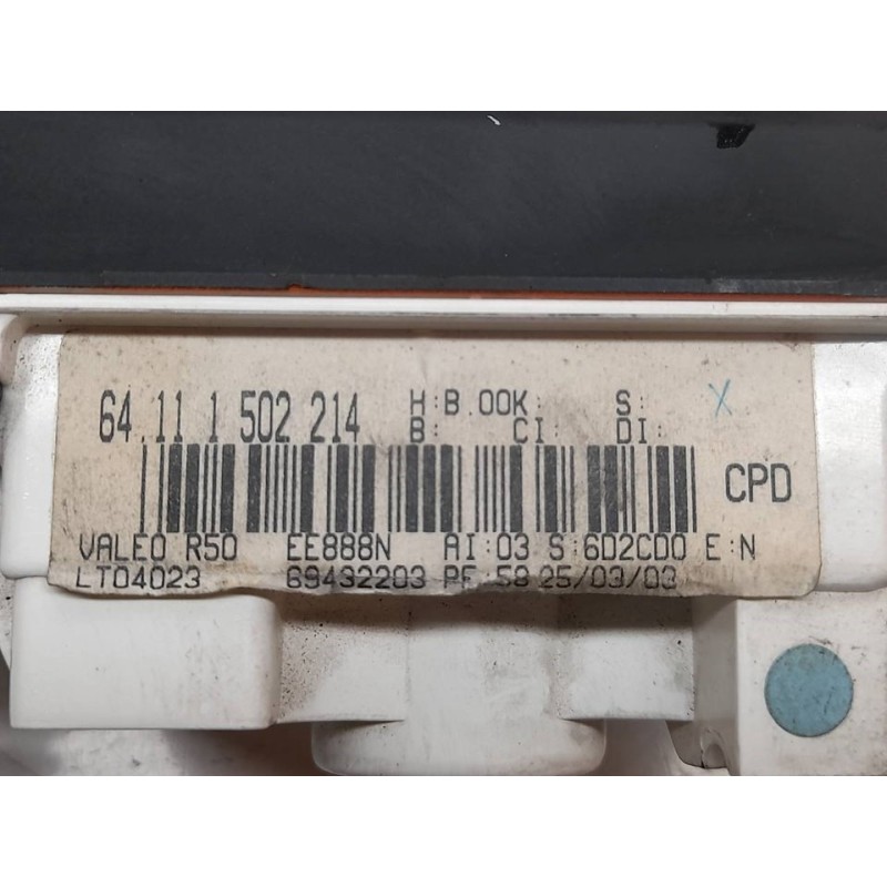 Recambio de mando calefaccion / aire acondicionado para bmw mini (r50,r53) one referencia OEM IAM 64111502214  VALEO - Amarillo 2