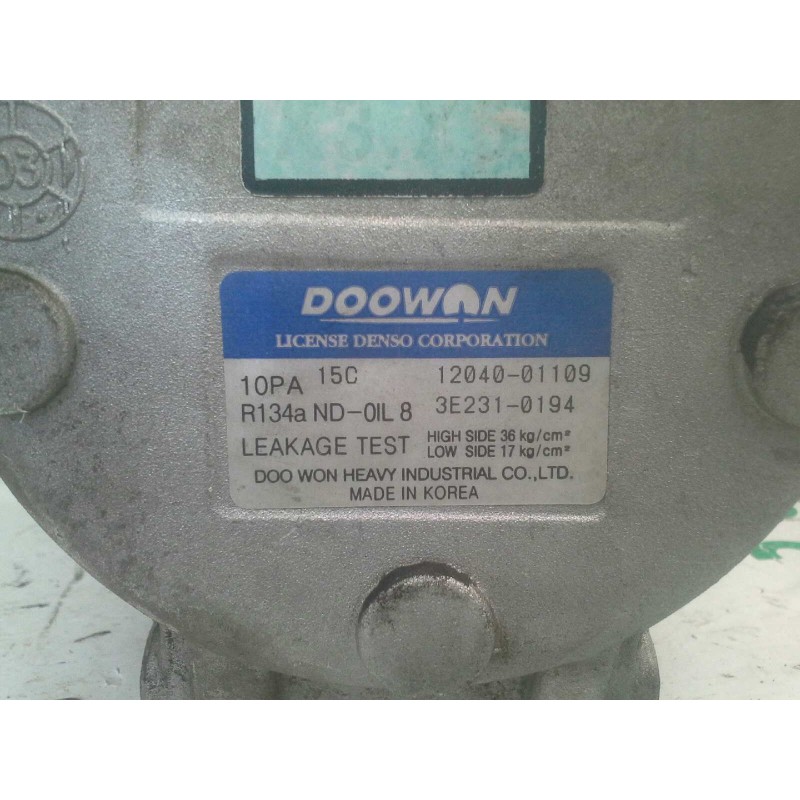 Recambio de compresor aire acondicionado para kia shuma ii 1.6 cat referencia OEM IAM 12040011109 3E2310194 - Gris 2