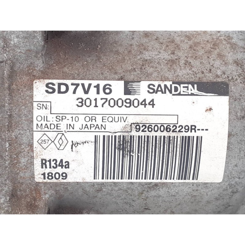 Recambio de compresor aire acondicionado para dacia duster ambiance 4x2 referencia OEM IAM 926006229R 3017009044 SANDEN 5