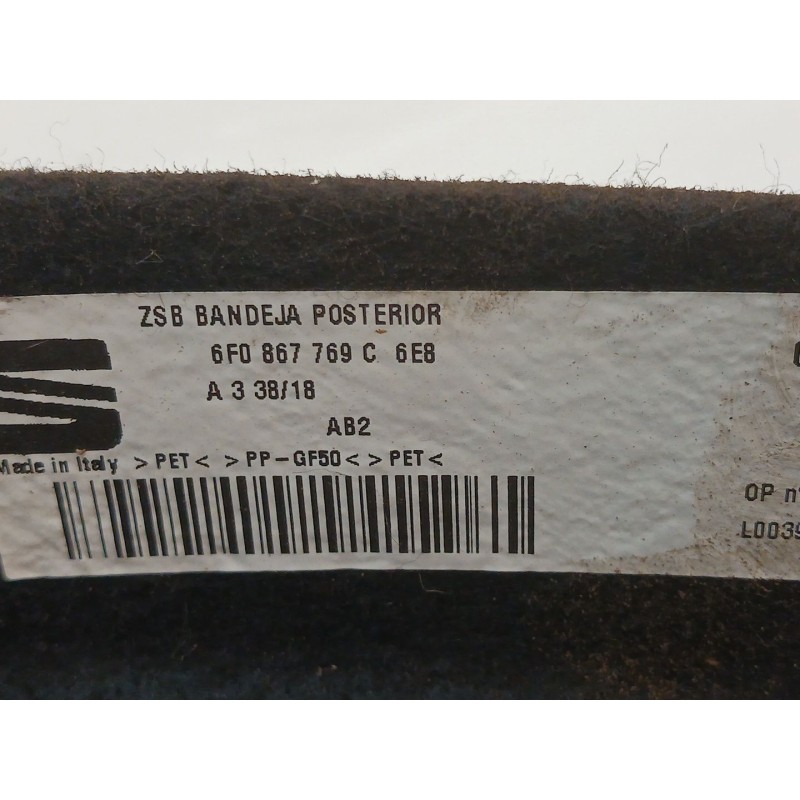 Recambio de bandeja trasera para seat ibiza v (kj1, kjg) 1.0 mpi referencia OEM IAM 6F0867769C - Negro 2