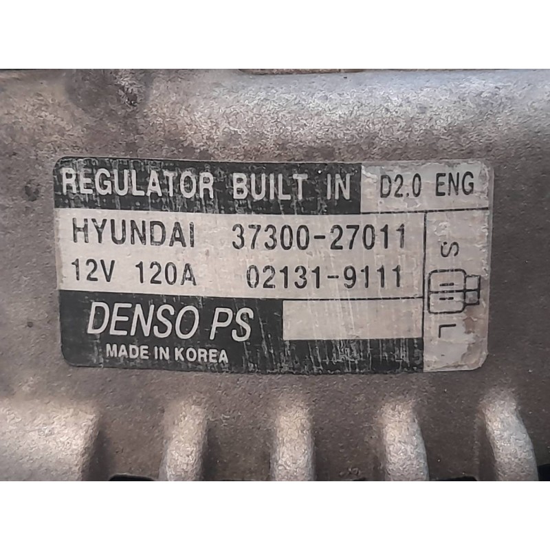 Recambio de alternador para kia carens 2.0 crdi ex monovolumen referencia OEM IAM 3730027011 021319111 DENSO - Verde 2