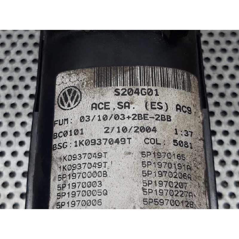 Recambio de caja reles / fusibles para seat toledo (5p2) 1.9 tdi referencia OEM IAM 1K0937049T 2