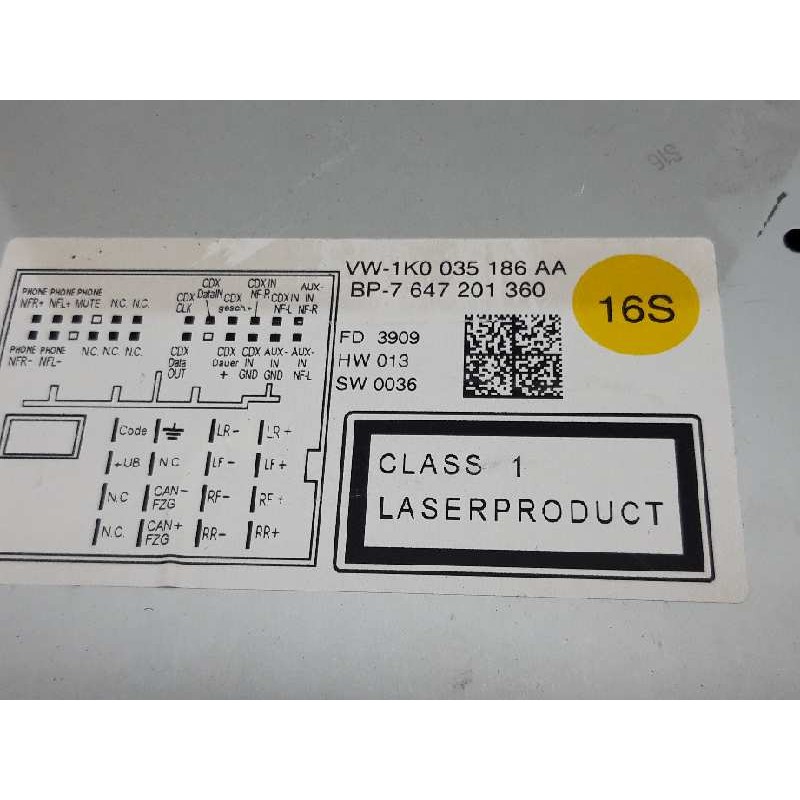 Recambio de sistema audio / radio cd para volkswagen golf vi (5k1) advance referencia OEM IAM 1K0035186AA 7647201360 - Blanco 2