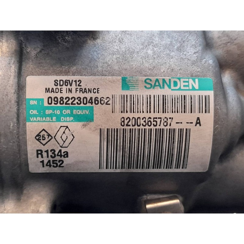 Recambio de compresor aire acondicionado para renault clio iii confort dynamique referencia OEM IAM 8200365787A 09822304662 SAND 5