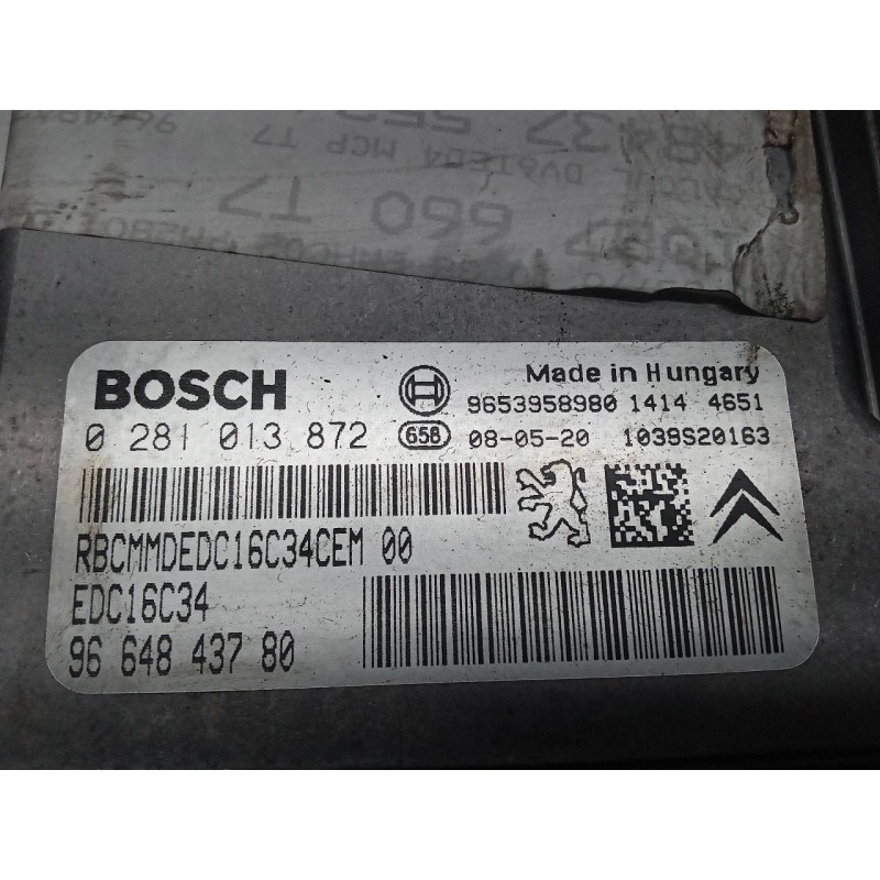 Recambio de centralita motor uce para peugeot 308 sw sport referencia OEM IAM 0281013872 9664843780 BOSCH - Negro 2