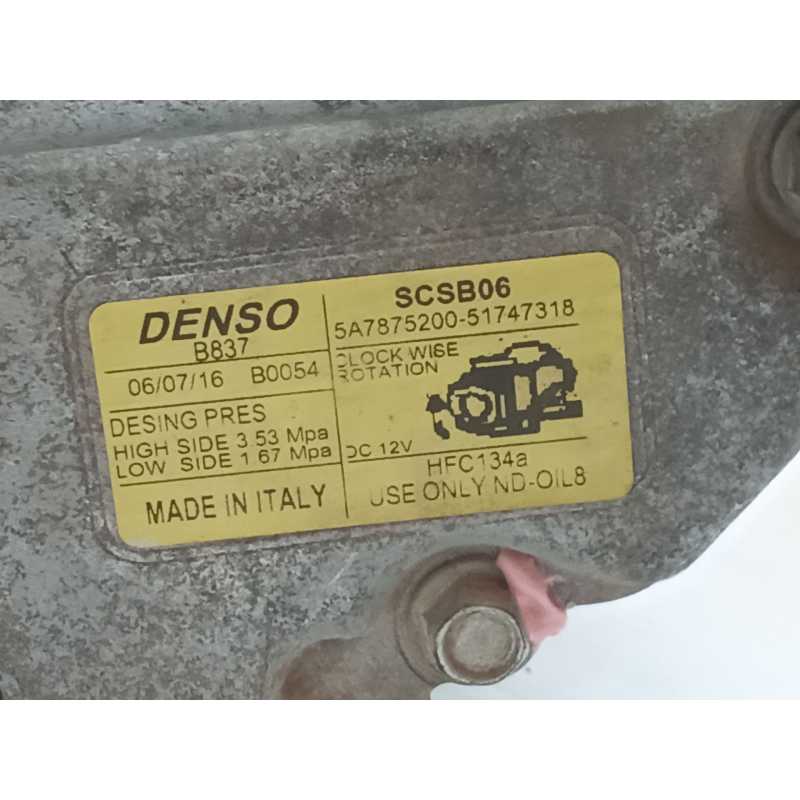 Recambio de compresor aire acondicionado para fiat panda (319) pop referencia OEM IAM 5A787520051747318 B837 - Blanco 2