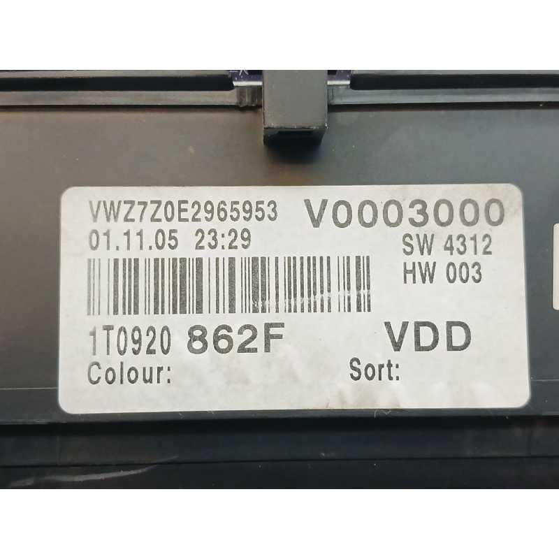 Recambio de cuadro instrumentos para volkswagen touran (1t1, 1t2) 1.9 tdi referencia OEM IAM 1T0920862F - Gris 2