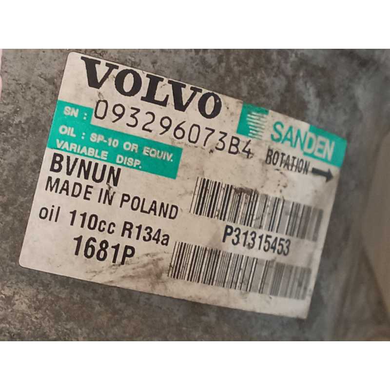 Recambio de compresor aire acondicionado para volvo xc60 i suv (156) d3 referencia OEM IAM P31315453 1681P 093296073B4 - Blanco 2
