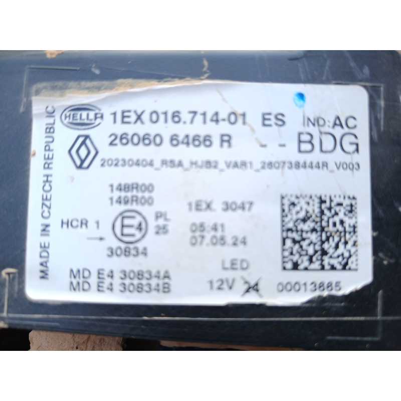 Recambio de faro izquierdo para renault captur ii techno referencia OEM IAM 260606466R 4