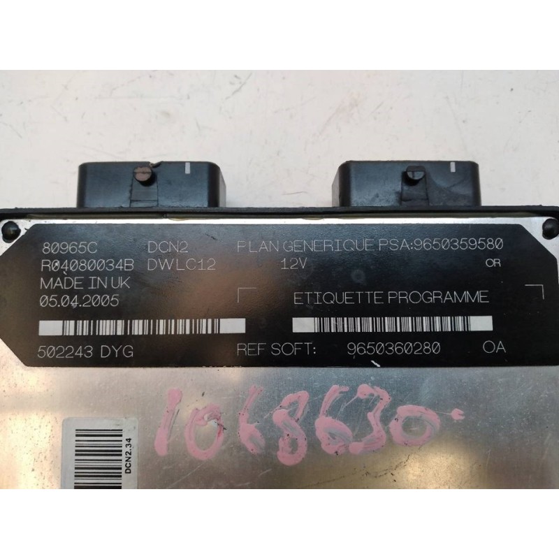 Recambio de centralita motor uce para peugeot partner (s2) 1.9 diesel referencia OEM IAM 9650359580 R04080034B 9650360280 - Blanco 2