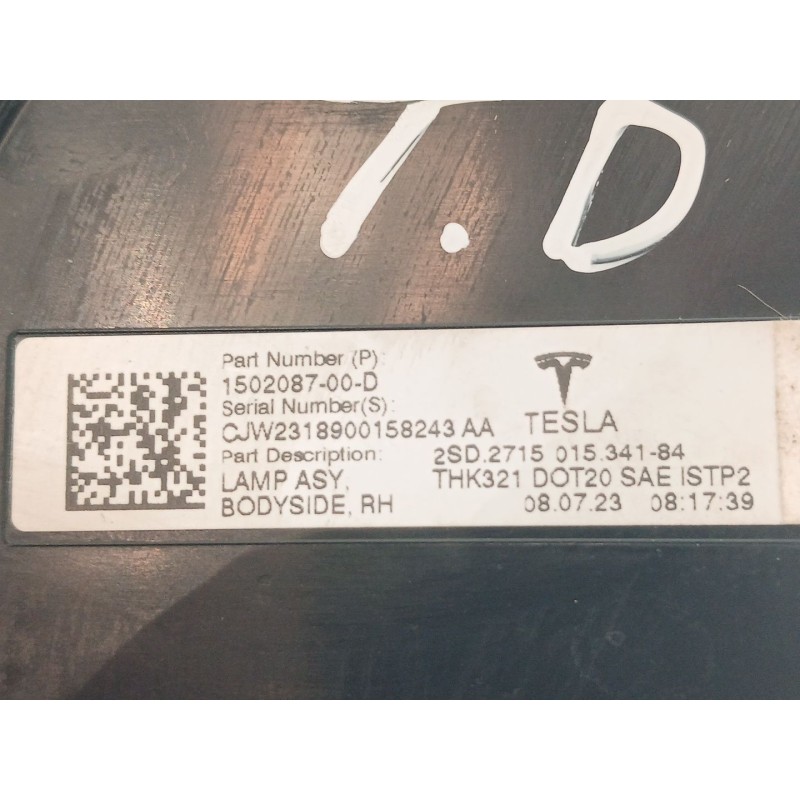 Recambio de piloto trasero derecho para tesla model y gran autonomia dual awd referencia OEM IAM 150208700D - Blanco 2