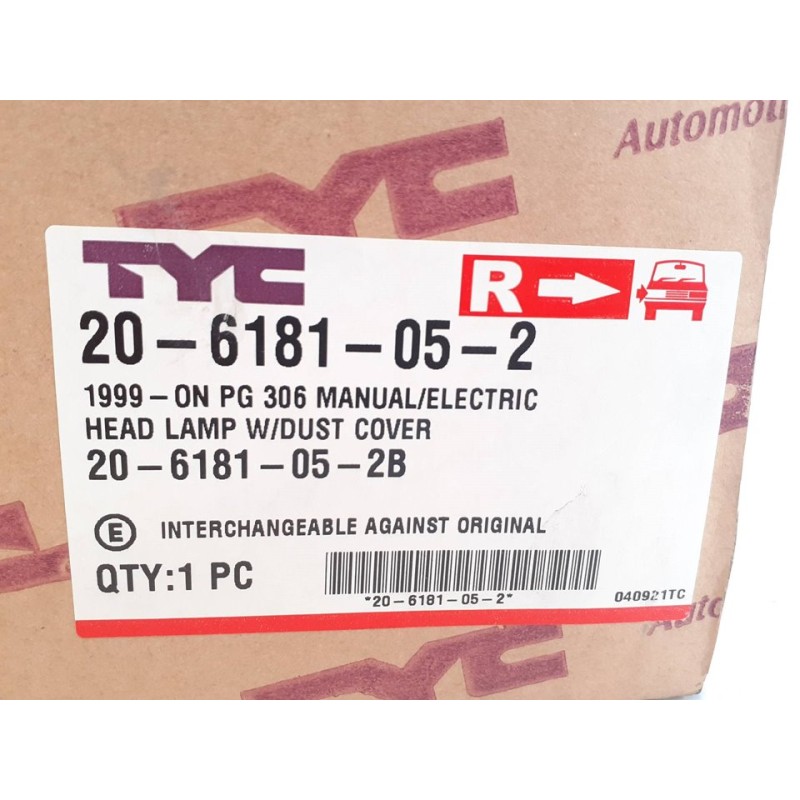 Recambio de faro derecho para peugeot 306 berlina 3/4/5 puertas (s2) referencia OEM IAM 206181052 18057 2