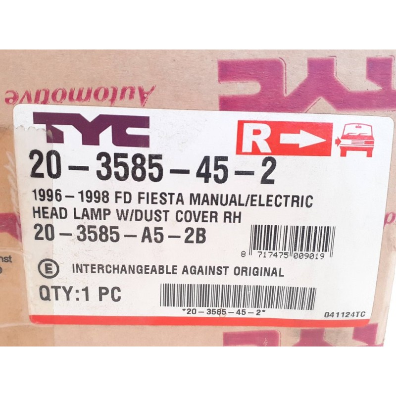 Recambio de faro derecho para ford fiesta berlina referencia OEM IAM 203585452 18058 2