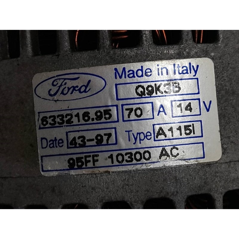 Recambio de alternador para ford escort berl./turnier atlanta ghia berlina referencia OEM IAM 95FF10300AC 2