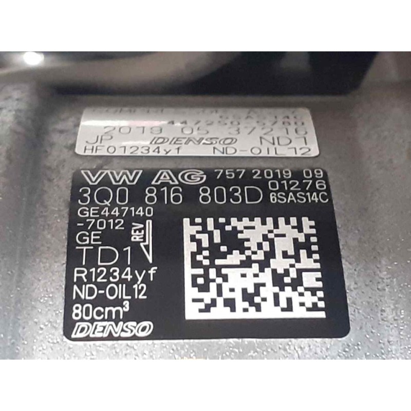 Recambio de compresor aire acondicionado para seat arona xcellence edition referencia OEM IAM 3Q0816803D GE4471407012 4471407012 - Blanco 5