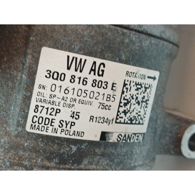 Recambio de compresor aire acondicionado para skoda fabia ambition plus referencia OEM IAM 3Q0816803E - Blanco 2