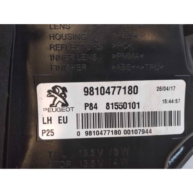 Recambio de piloto trasero izquierdo para peugeot 3008 allure referencia OEM IAM 9810477180 3