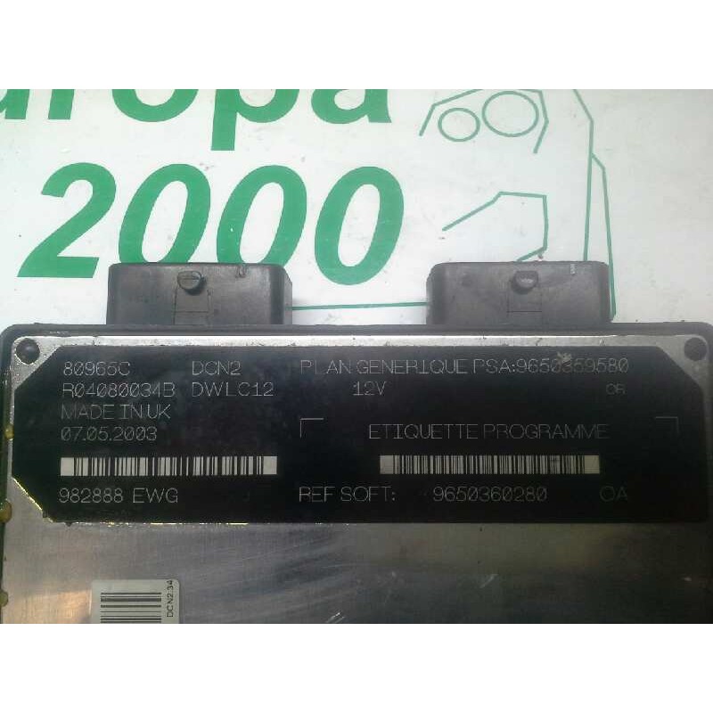 Recambio de centralita motor uce para peugeot partner (s2) 1.9 diesel referencia OEM IAM 9650360280 9650359580 R04080034B - Blanco 2