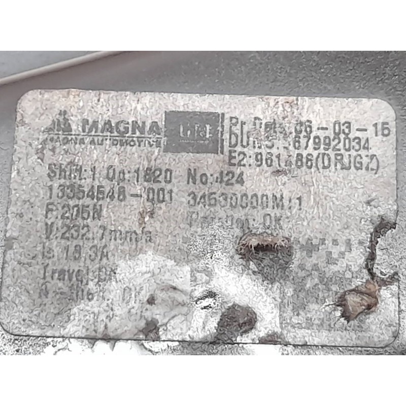 Recambio de elevalunas delantero derecho para opel meriva b excellence referencia OEM IAM 13354548 - Blanco 2