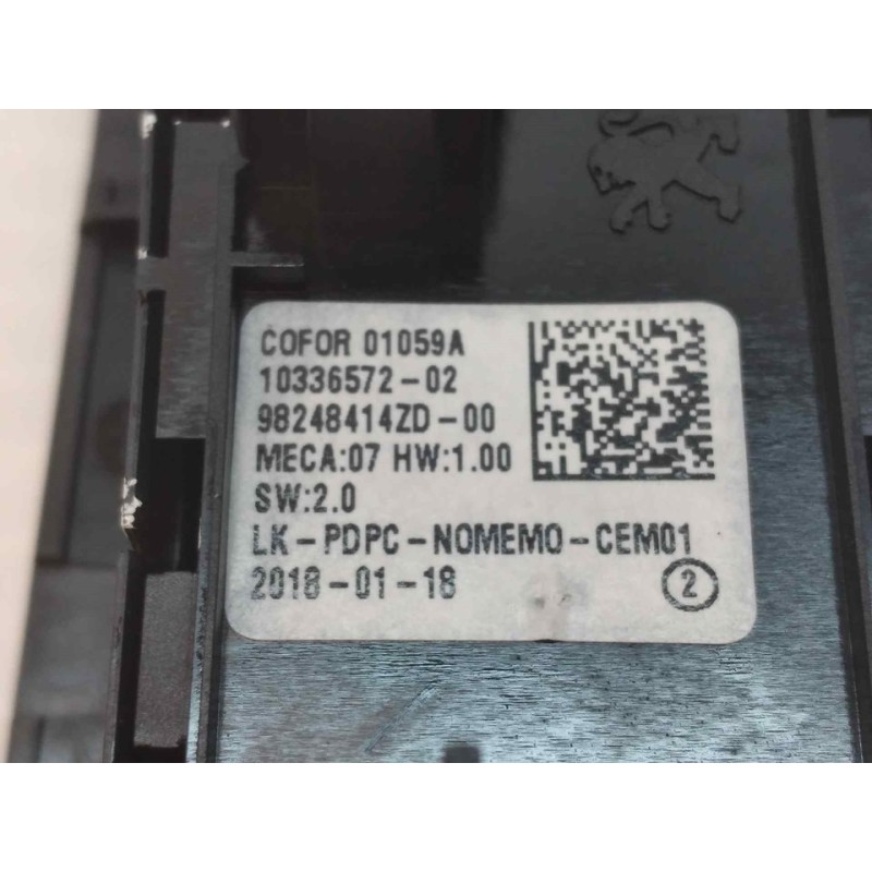 Recambio de mando elevalunas delantero izquierdo para peugeot 3008 allure referencia OEM IAM 98248414ZD 01059A 2