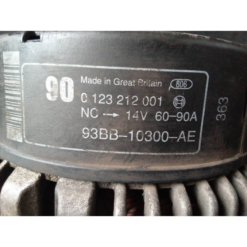 Recambio de alternador para ford mondeo berlina/familiar (fd) 1.8 16v cat referencia OEM IAM 0123212001 93BB10300AE BOSCH 2