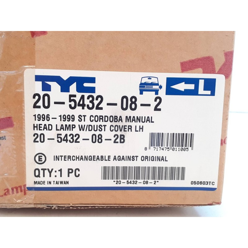 Recambio de faro izquierdo para seat cordoba berlina (6k2) referencia OEM IAM 205432082 25321 2