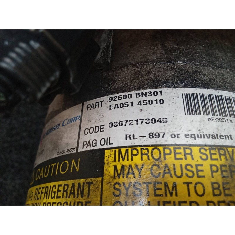 Recambio de compresor aire acondicionado para nissan primera trav. (p12) acenta referencia OEM IAM EA05145010 92600BN301 CALSONI - Gris 5
