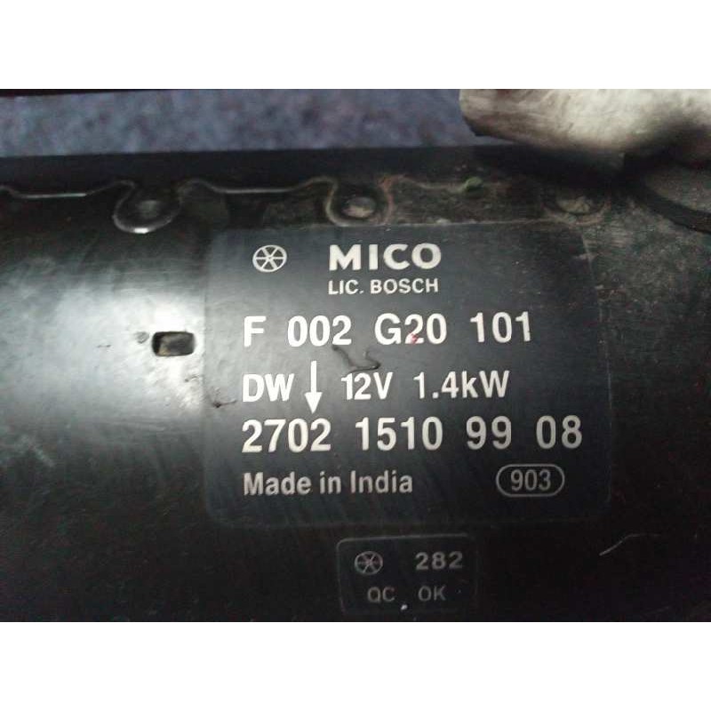 Recambio de motor arranque para tata indica 1.4 diesel referencia OEM IAM 270215109908 126358 F002G20101 / BOSCH 3