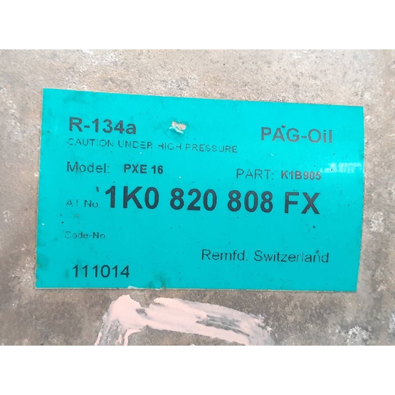 Recambio de compresor aire acondicionado para seat leon (1p1) reference ecomotive referencia OEM IAM 1K0820808FX 2