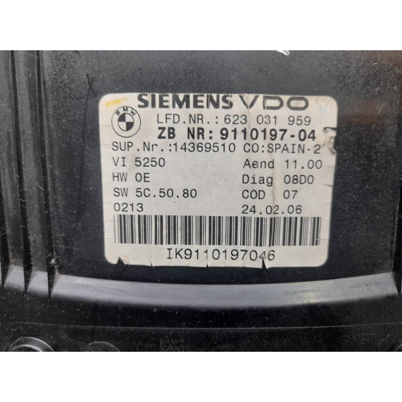Recambio de cuadro instrumentos para bmw serie 3 berlina (e90) 320i referencia OEM IAM 911019704 623031959 SIEMENS / VDO - Gris 2