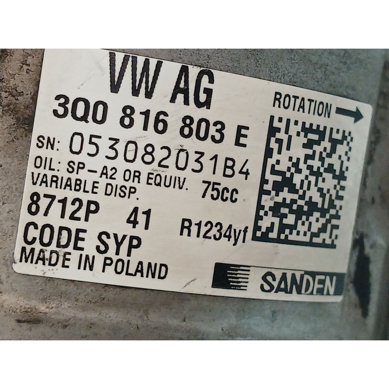 Recambio de compresor aire acondicionado para audi a1 sportback (gba) 25 tfsi referencia OEM IAM 3Q0816803E 053082031B4 - Blanco 2
