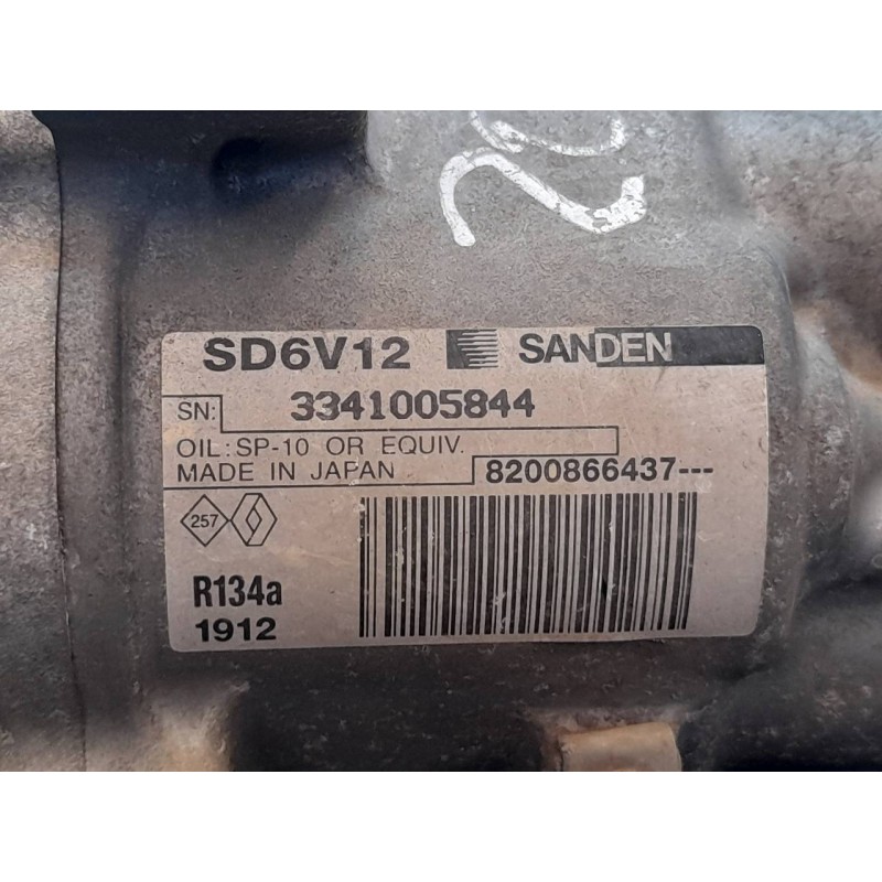 Recambio de compresor aire acondicionado para renault clio iii style referencia OEM IAM 8200866437 3341005844 1912 6