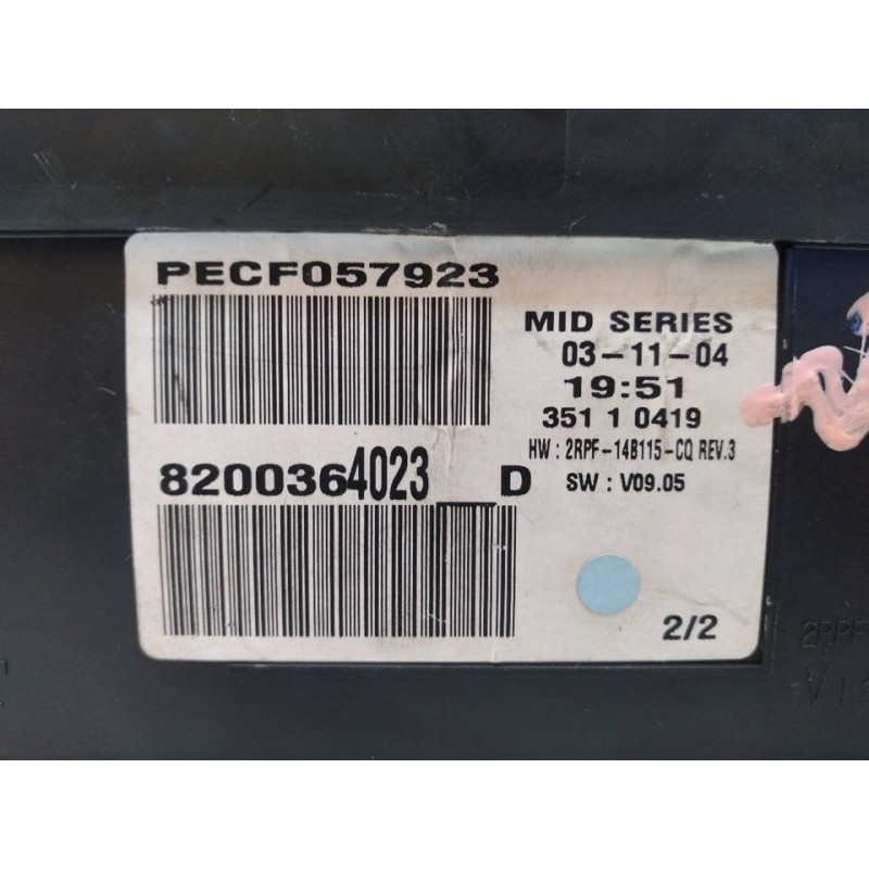 Recambio de cuadro instrumentos para renault megane ii berlina 3p 1.6 16v referencia OEM IAM 8200364023D PECF057923 - Azul 3