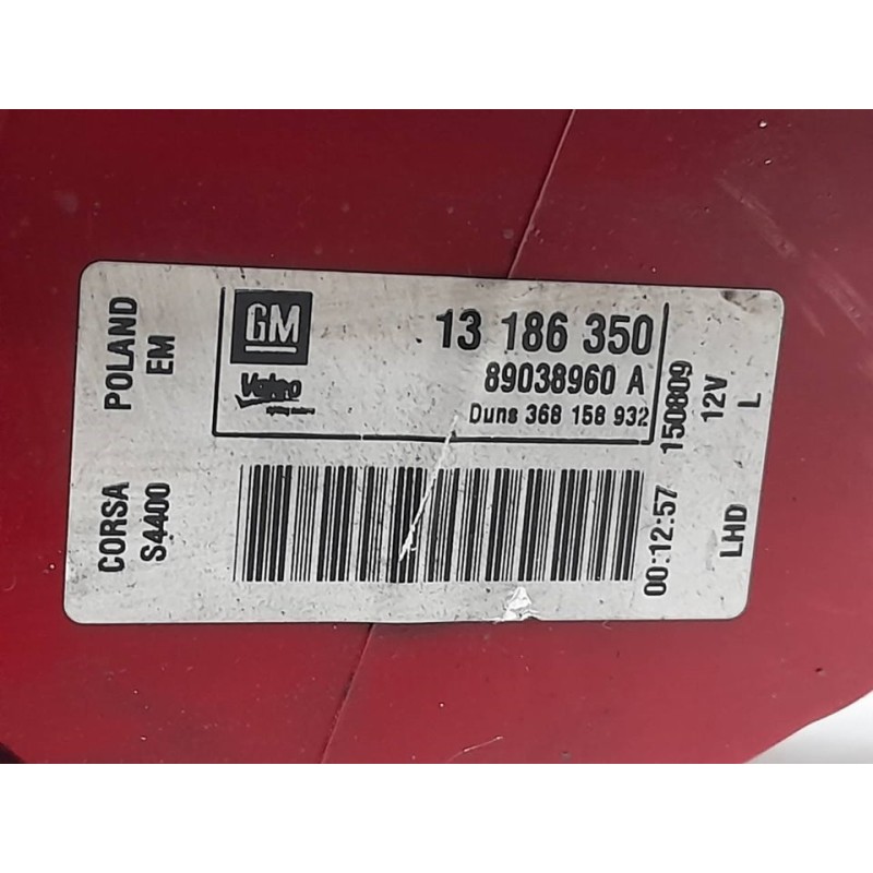 Recambio de piloto trasero izquierdo para opel corsa d essentia referencia OEM IAM 13186350 3