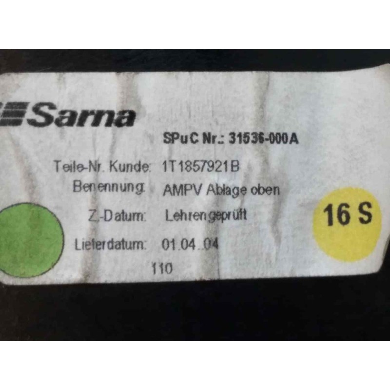 Recambio de guantera para volkswagen touran (1t1) conceptline referencia OEM IAM 31536000A - Gris 2