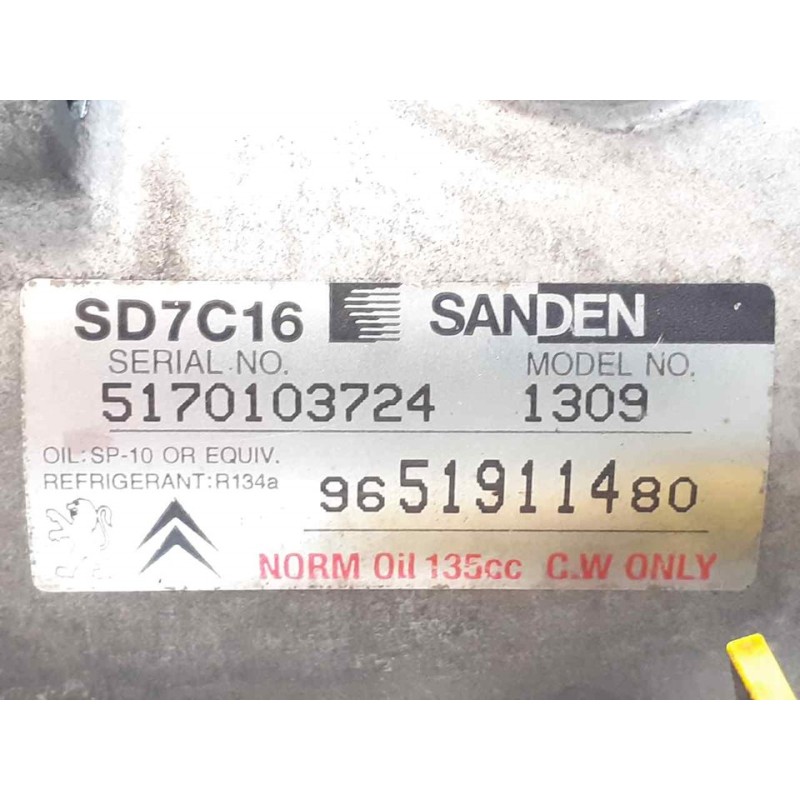 Recambio de compresor aire acondicionado para citroën c4 grand picasso sx referencia OEM IAM 9651911480 SANDEN - Azul 4